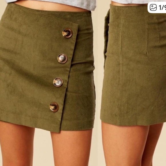Dresses & Skirts - Olive Button-Front Mini Skirt